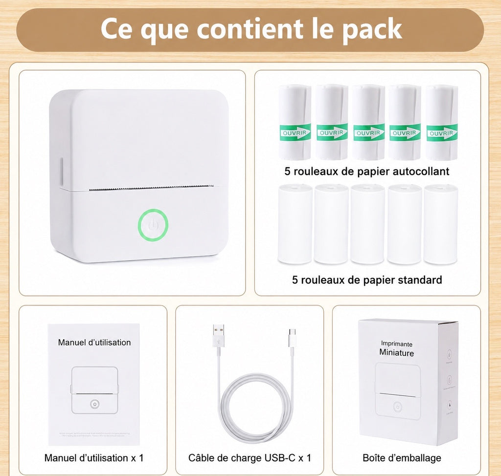 NomadPrint™ – Mini Imprimante Thermique Portable