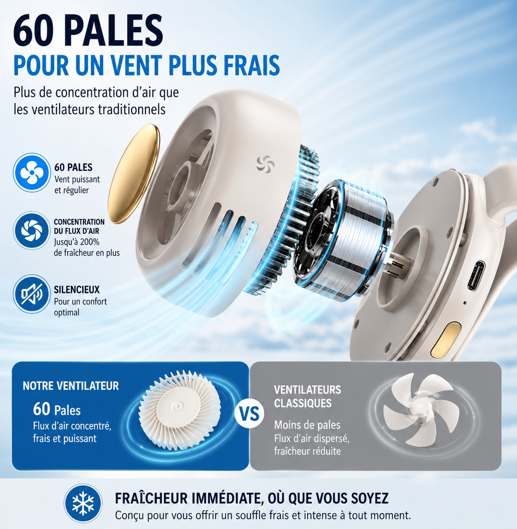 NomadBreeze Clip™ – Ventilateur Portable Rechargeable