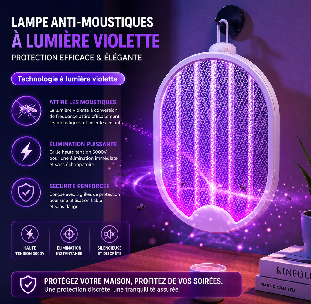 NomadZap Pro™ – Raquette Électrique Anti-Moustiques Rechargeable