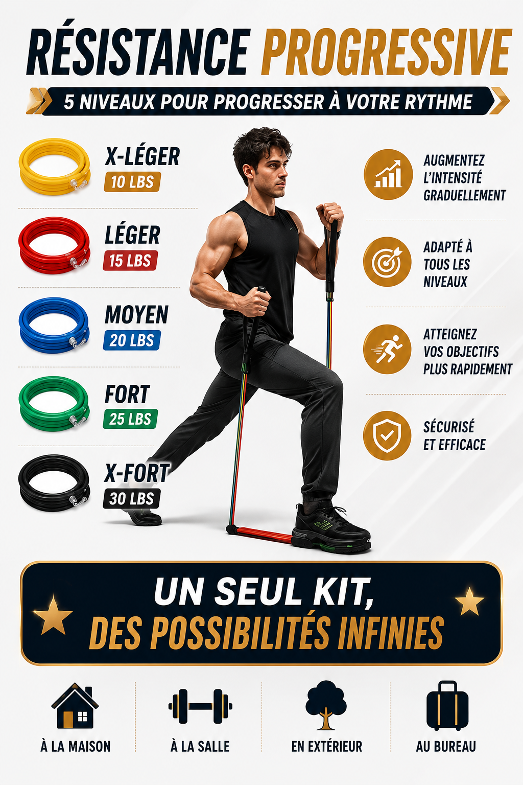 NomadFit™ – Kit de Bandes de Résistance 11 pièces