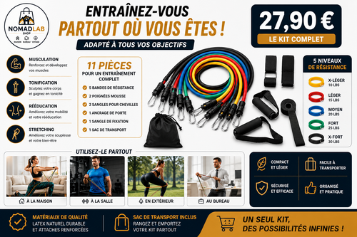 NomadFit™ – Kit de Bandes de Résistance 11 pièces
