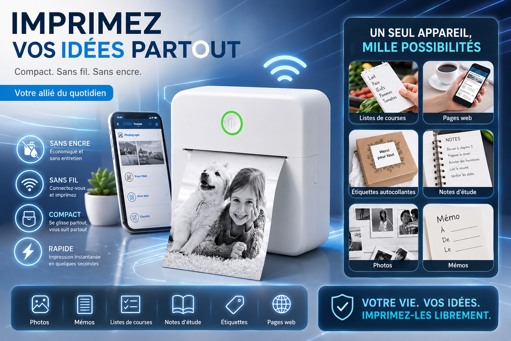 NomadPrint™ – Mini Imprimante Thermique Portable